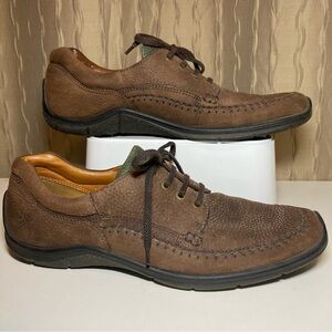 Ecco Seawalker Men's 12 Pebbled Shock Point Brown Tan Leather Lace Up Moc Toe